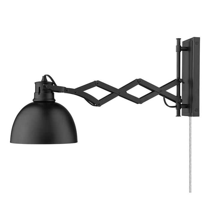 Golden 3824-A1W BLK-BLK One Light Wall Sconce, Matte Black