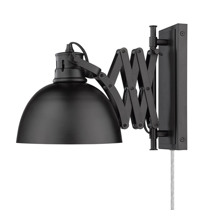 Golden 3824-A1W BLK-BLK One Light Wall Sconce, Matte Black
