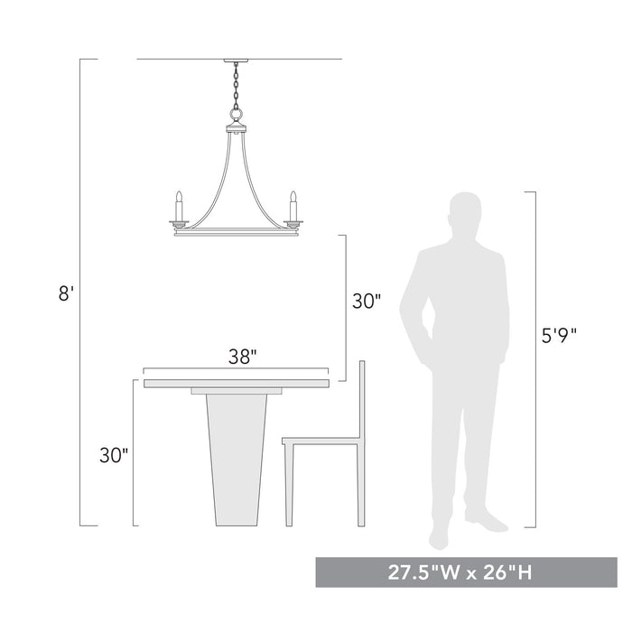 Golden 3863-5 BLK Five Light Chandelier, Matte Black