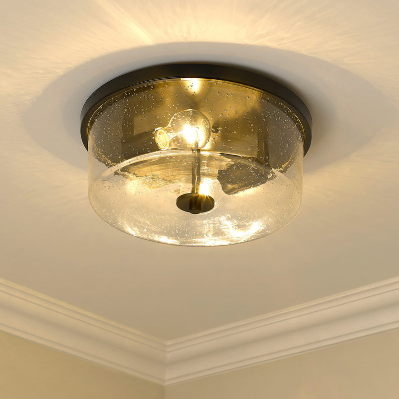 Golden 4307-FM BLK-SD Two Light Flush Mount, Matte Black