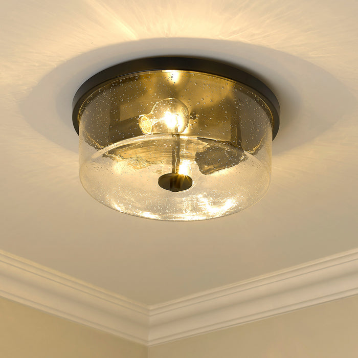 Golden 4307-FM BLK-SD Two Light Flush Mount, Matte Black