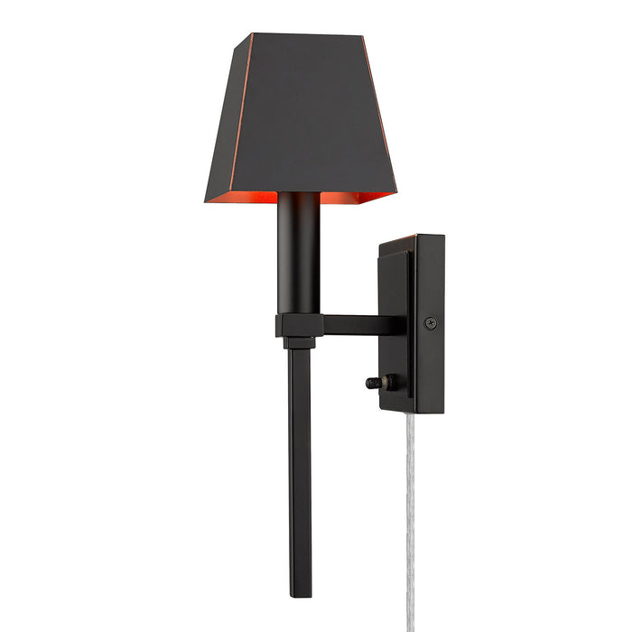 Golden 5905-1W BLK-BLK One Light Wall Sconce, Matte Black