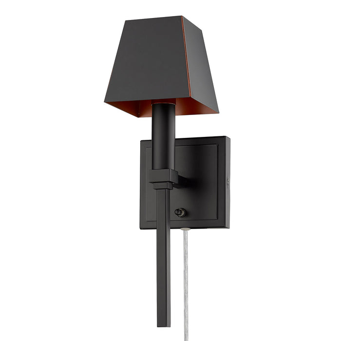 Golden 5905-1W BLK-BLK One Light Wall Sconce, Matte Black