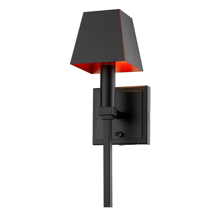 Golden 5905-1W BLK-BLK One Light Wall Sconce, Matte Black
