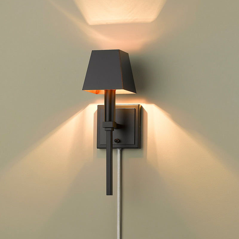 Golden 5905-1W BLK-BLK One Light Wall Sconce, Matte Black