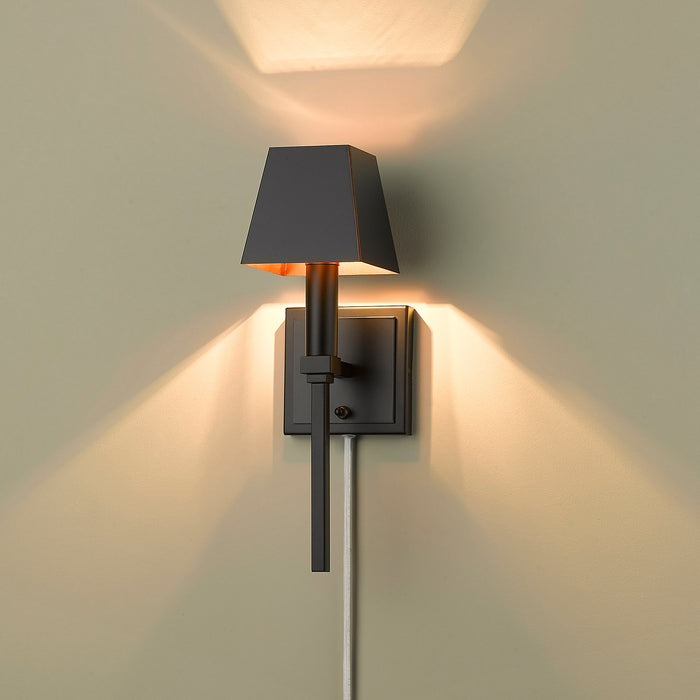 Golden 5905-1W BLK-BLK One Light Wall Sconce, Matte Black