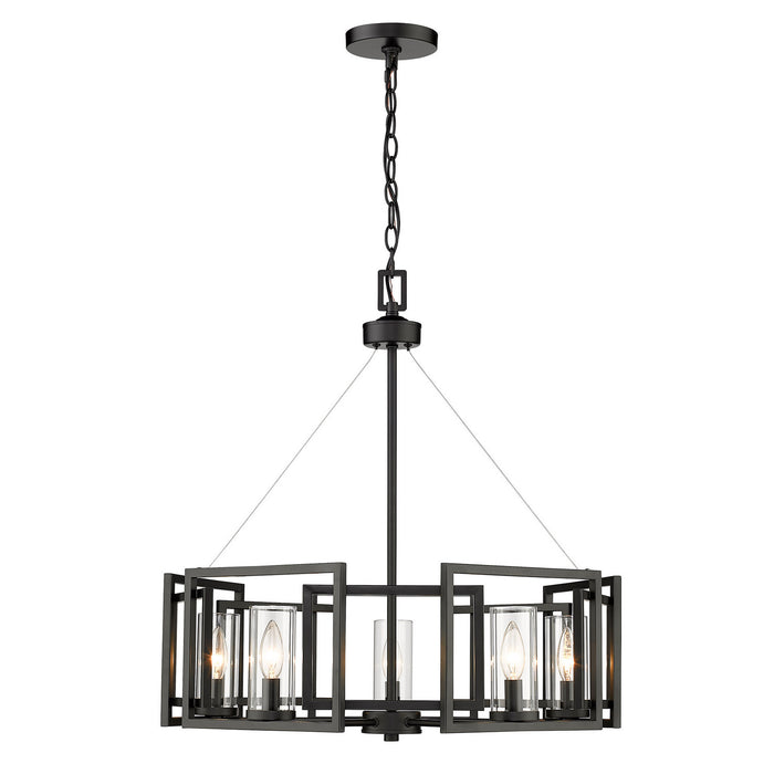 Golden 6068-5 BLK Five Light Chandelier, Matte Black