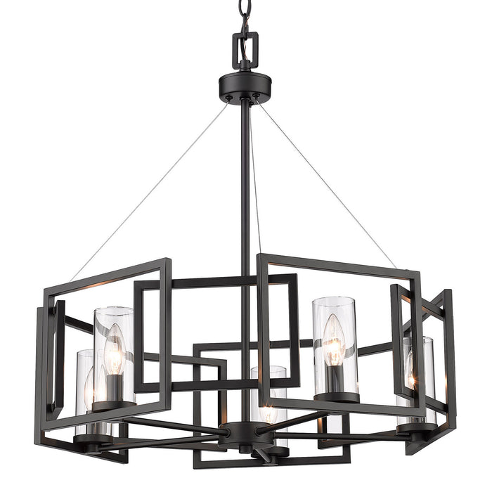 Golden 6068-5 BLK Five Light Chandelier, Matte Black