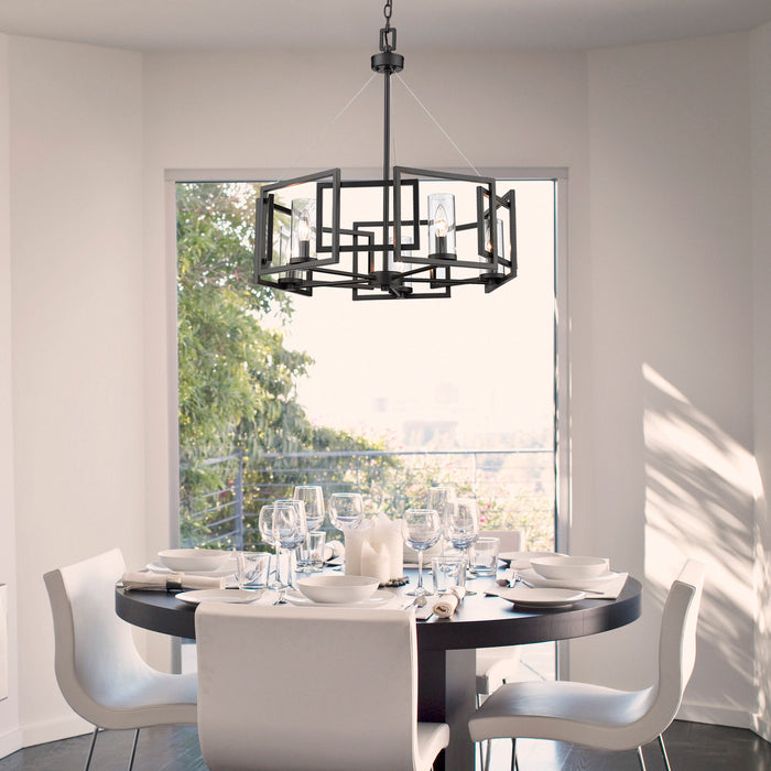 Golden 6068-5 BLK Five Light Chandelier, Matte Black