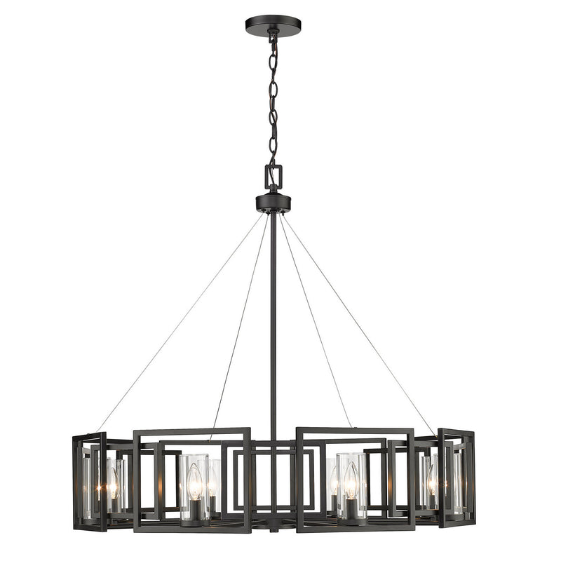 Golden 6068-8 BLK Eight Light Chandelier, Matte Black