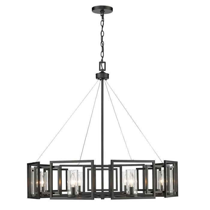 Golden 6068-8 BLK Eight Light Chandelier, Matte Black
