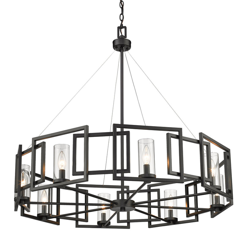 Golden 6068-8 BLK Eight Light Chandelier, Matte Black