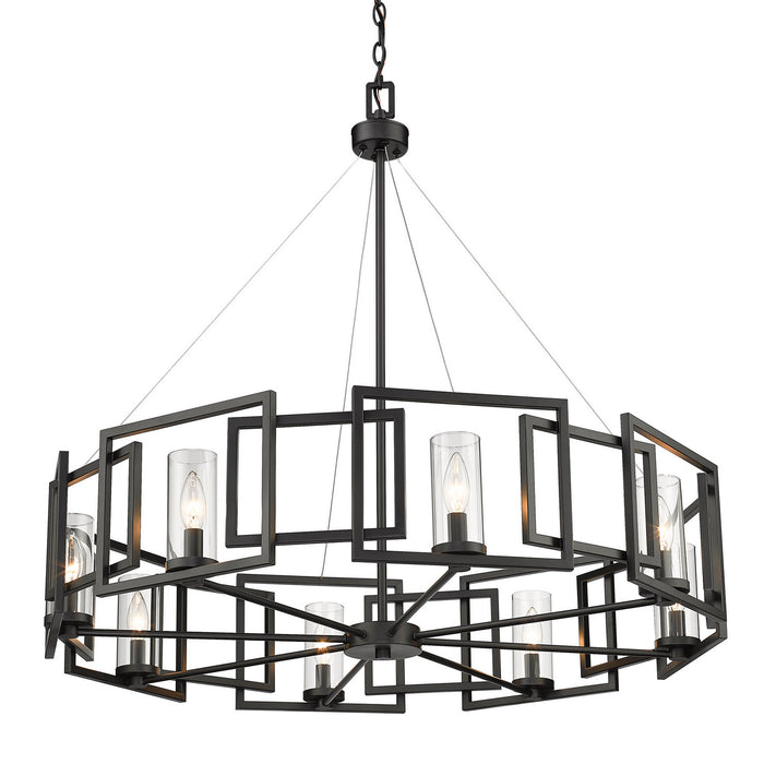 Golden 6068-8 BLK Eight Light Chandelier, Matte Black