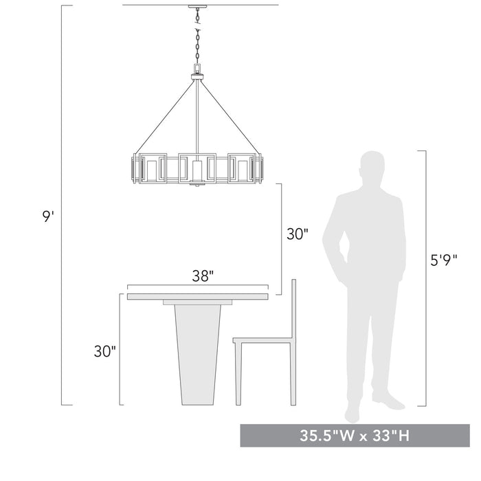 Golden 6068-8 BLK Eight Light Chandelier, Matte Black