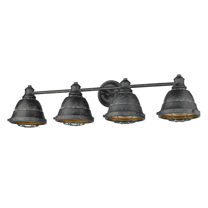 Golden 7312-BA4 BP Four Light Bath Vanity, Black Patina