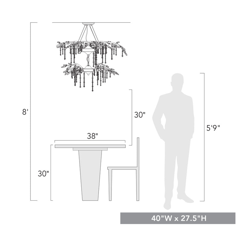Golden 9903-18 BI 18 Light Chandelier, Black Iron