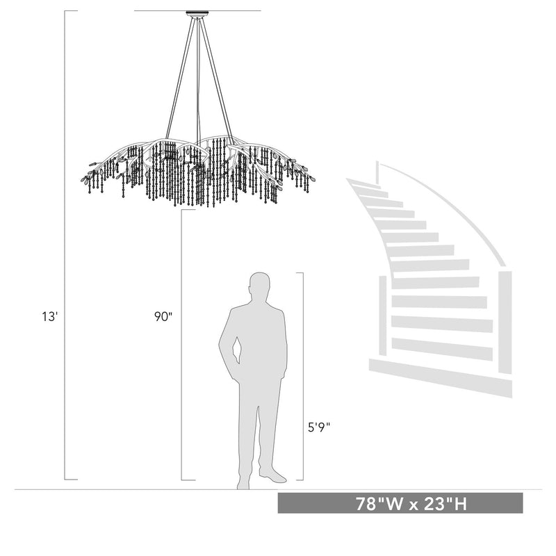 Golden 9903-24 BI 24 Light Chandelier, Black Iron