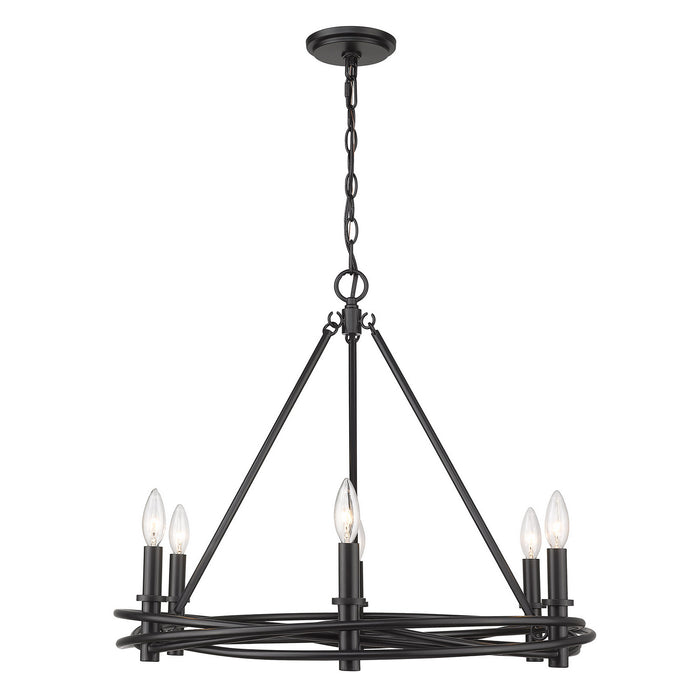 Golden 1417-6 BLK Six Light Chandelier, Matte Black