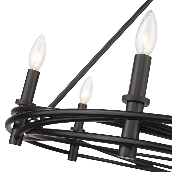 Golden 1417-6 BLK Six Light Chandelier, Matte Black