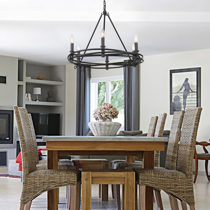Golden 1417-6 BLK Six Light Chandelier, Matte Black