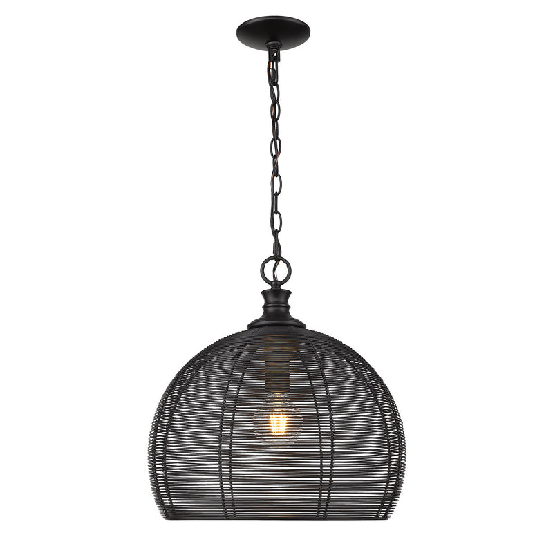 Golden 6802-M BLK One Light Pendant, Matte Black