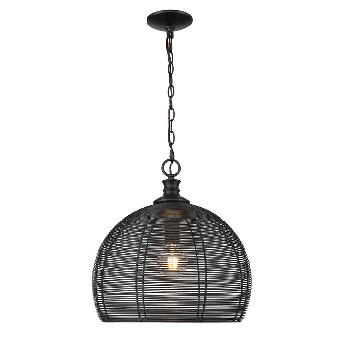 Golden 6802-M BLK One Light Pendant, Matte Black
