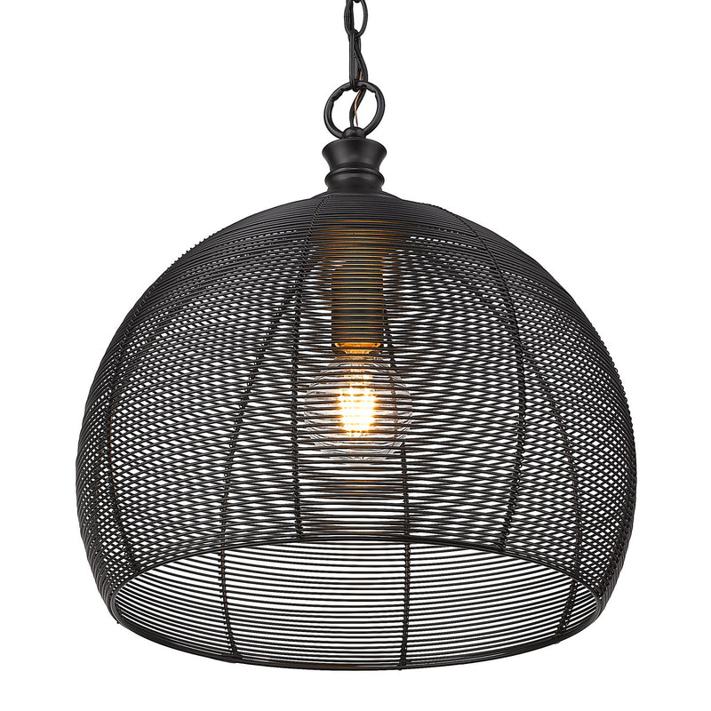 Golden 6802-M BLK One Light Pendant, Matte Black