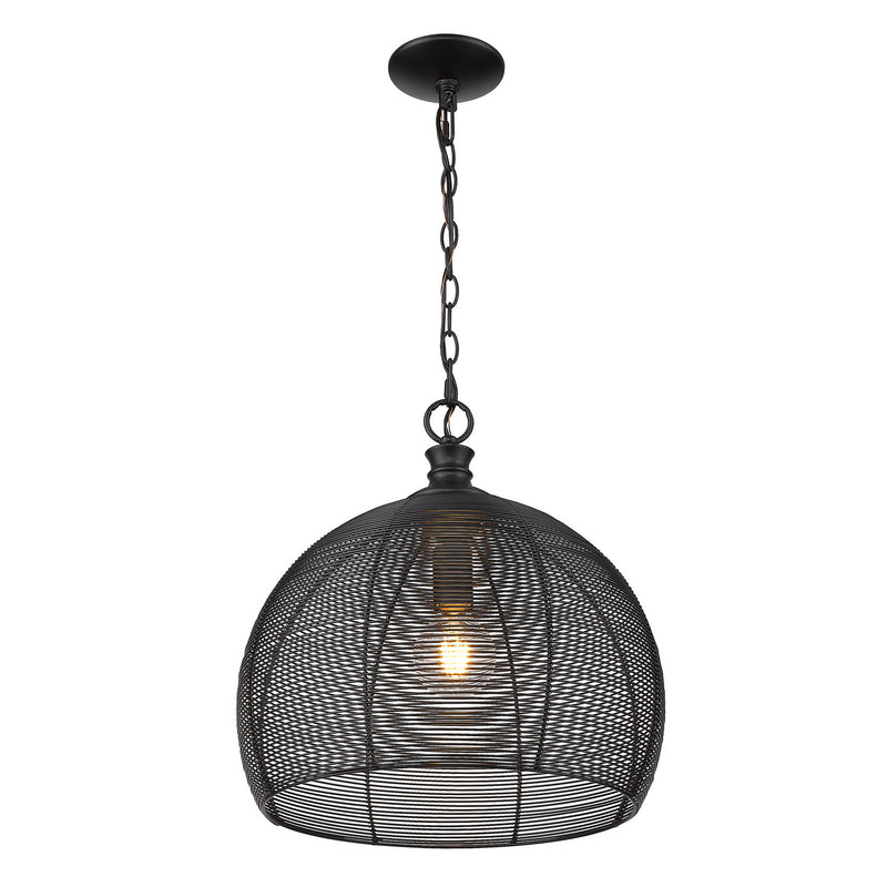 Golden 6802-M BLK One Light Pendant, Matte Black