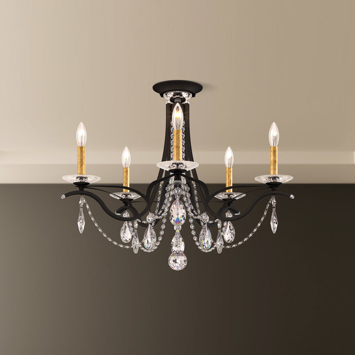Schonbek VA8312N-51H Five Light Semi-Flush Mount, Black