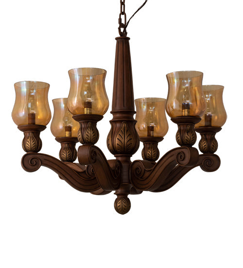 Meyda Tiffany 18983 Six Light Chandelier, Portsmouth Cherry W/ Gold Wash