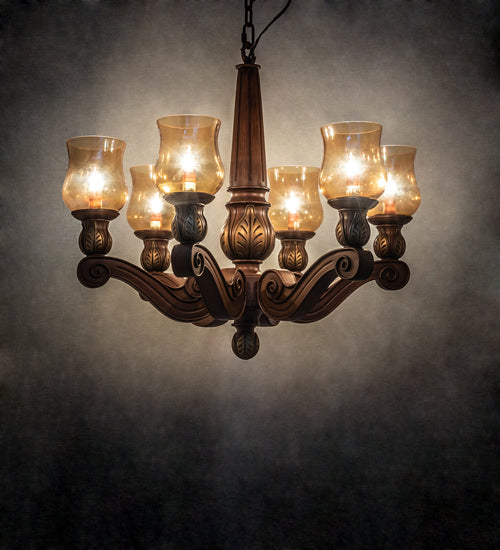 Meyda Tiffany 18983 Six Light Chandelier, Portsmouth Cherry W/ Gold Wash