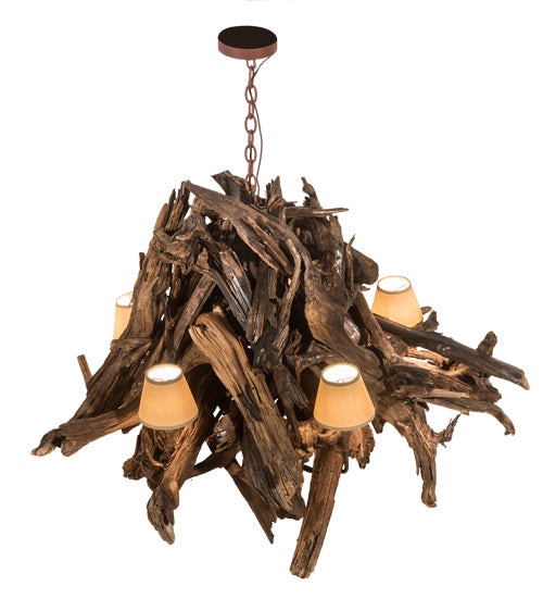 Meyda Tiffany 197275 Six Light Chandelier, Natural Wood/Rusty Nail