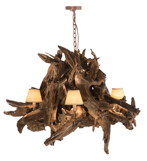 Meyda Tiffany 197275 Six Light Chandelier, Natural Wood/Rusty Nail