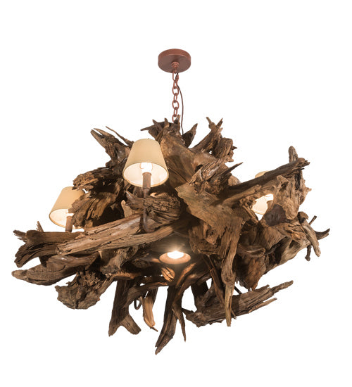 Meyda Tiffany 197275 Six Light Chandelier, Natural Wood/Rusty Nail