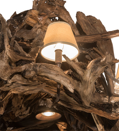 Meyda Tiffany 197275 Six Light Chandelier, Natural Wood/Rusty Nail
