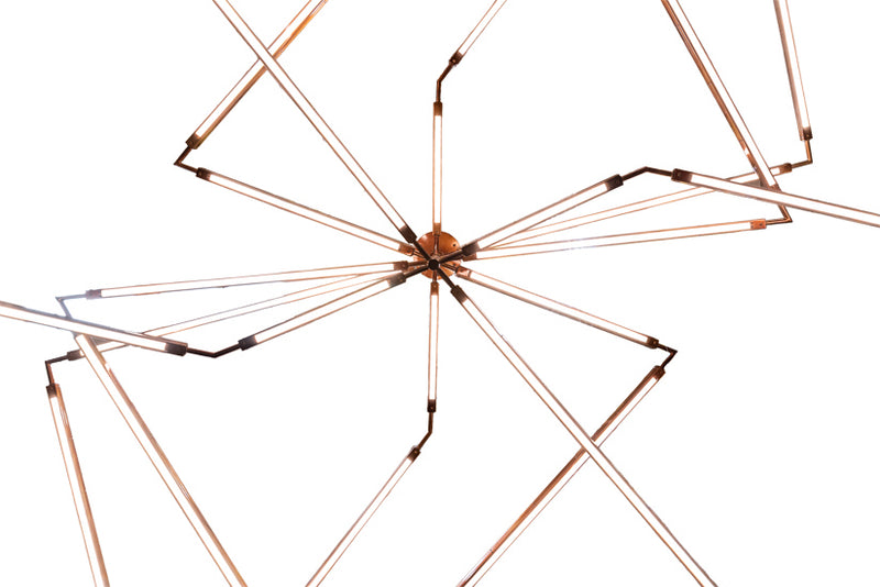 Meyda Tiffany 210950 LED Chandelier, Transparant Copper On Extreme Chrome