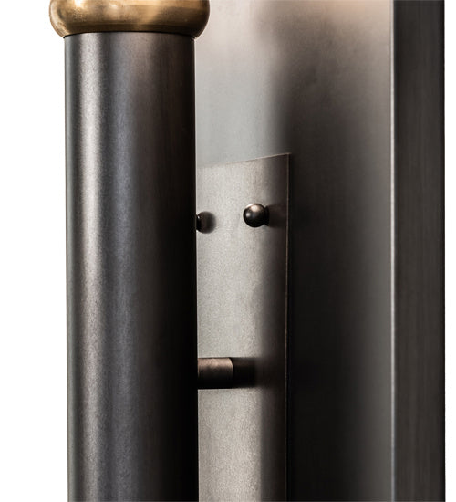 Meyda Tiffany 226742 Two Light Wall Sconce, Craftsman Brown And Raw Brass