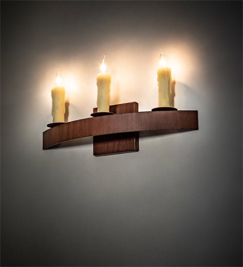 Meyda Tiffany 232159 Three Light Wall Sconce, Rustic Iron