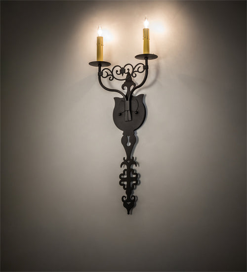 Meyda Tiffany 233400 Two Light Wall Sconce, Old Wrought Iron