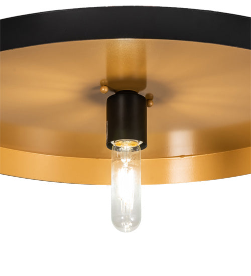 Meyda Tiffany 233499 One Light Flushmount, Solar Black And Sahara Gold