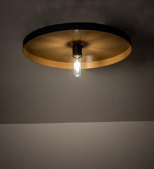 Meyda Tiffany 233499 One Light Flushmount, Solar Black And Sahara Gold