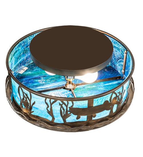 Meyda Tiffany 233509 Two Light Flushmount, Antique Copper