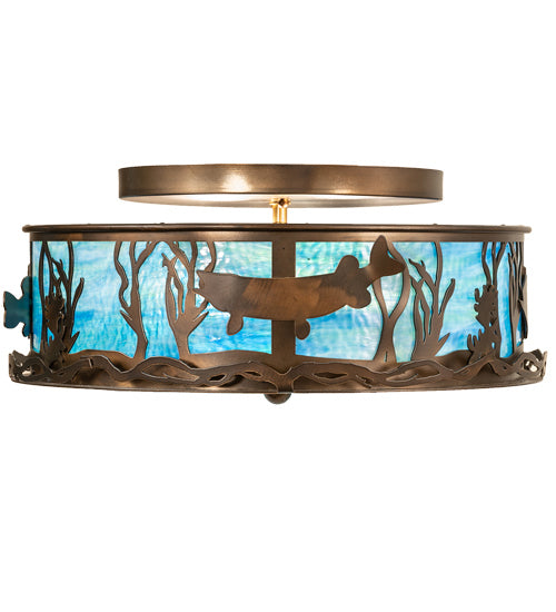 Meyda Tiffany 233509 Two Light Flushmount, Antique Copper