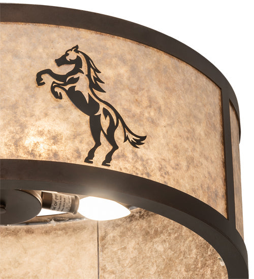 Meyda Tiffany 233537 Four Light Flushmount, Mahogany Bronze And Solar Black