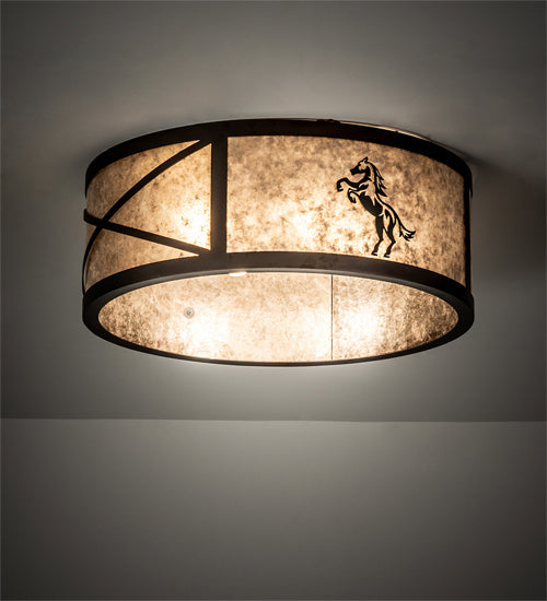 Meyda Tiffany 233537 Four Light Flushmount, Mahogany Bronze And Solar Black
