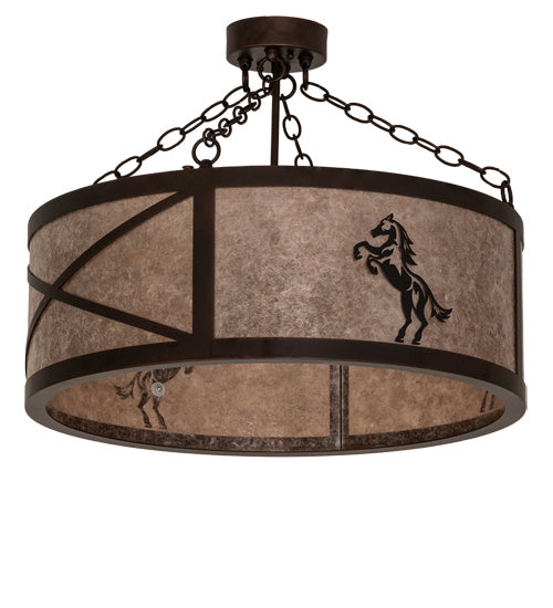 Meyda Tiffany 233538 Four Light Semi-Flushmount, Mahogany Bronze And Solar Black