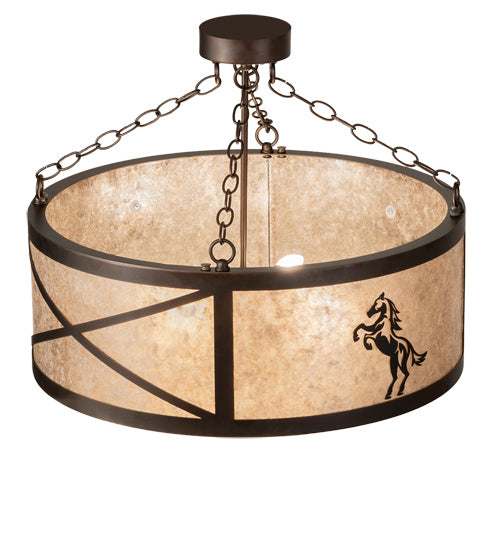 Meyda Tiffany 233538 Four Light Semi-Flushmount, Mahogany Bronze And Solar Black