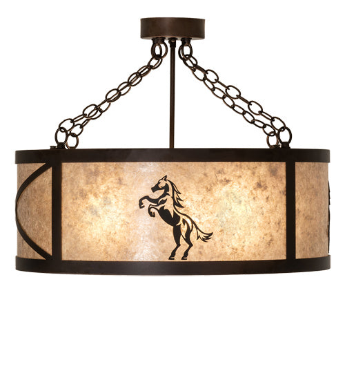 Meyda Tiffany 233538 Four Light Semi-Flushmount, Mahogany Bronze And Solar Black