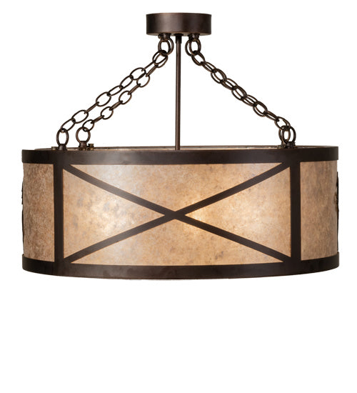 Meyda Tiffany 233538 Four Light Semi-Flushmount, Mahogany Bronze And Solar Black