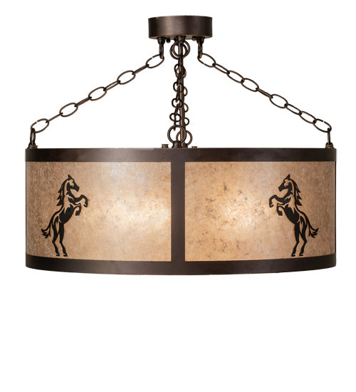 Meyda Tiffany 233538 Four Light Semi-Flushmount, Mahogany Bronze And Solar Black